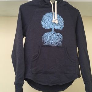 NWOT blue hoodie with tree of life motif